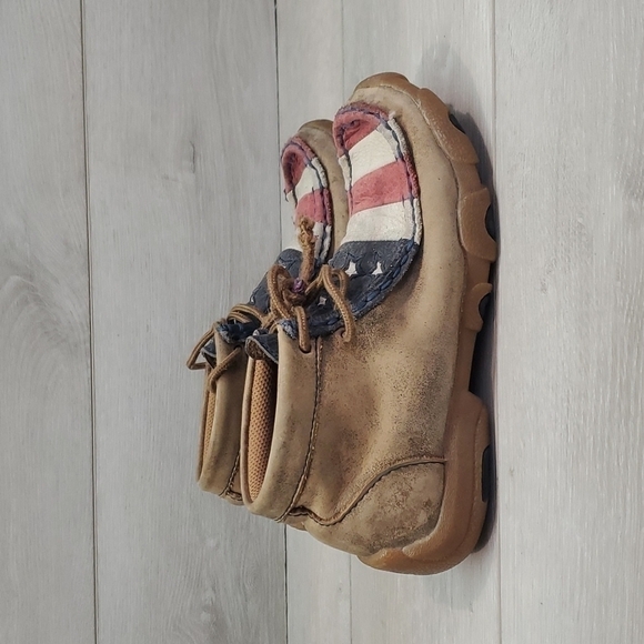 Twisted X Kids Boys Moc Hi Top American Flag Driving Shoes sz 12 - Picture 2 of 12